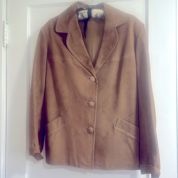 Women’s vintage suede jacket tan lined - Picture 1 of 9
